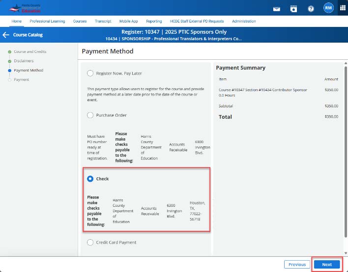 Step 8: Payment Method